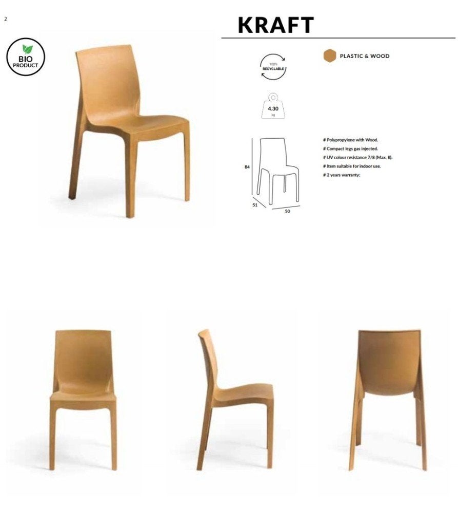 Trendy eetkamerstoel Kraft BIO gerecycled camel naturel 18x