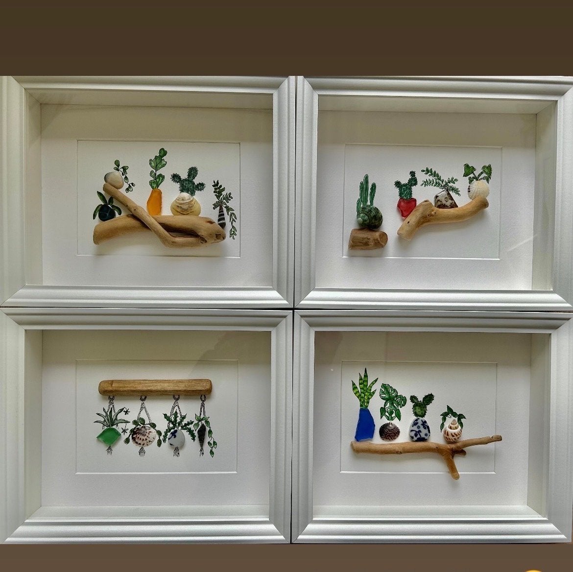 Unieke 3D-kunstwerken van zeeglas en drijfhout, Minder dan 50 cm, Oorspronkelijke maker, Overige typen, Nieuw