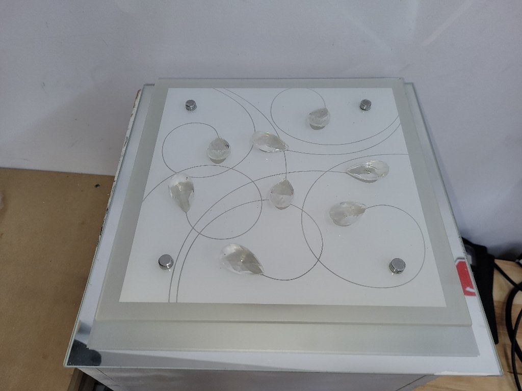 schitterende glazen plafonniere, Huis en Inrichting, Lampen | Plafondlampen, Ophalen of Verzenden, Gebruikt, Glas
