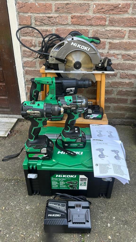 Hikoki 18v set met boorhamer, slagmoer, schroefmachine, Ophalen of Verzenden, Zo goed als nieuw, Boor- en Schroefmachine