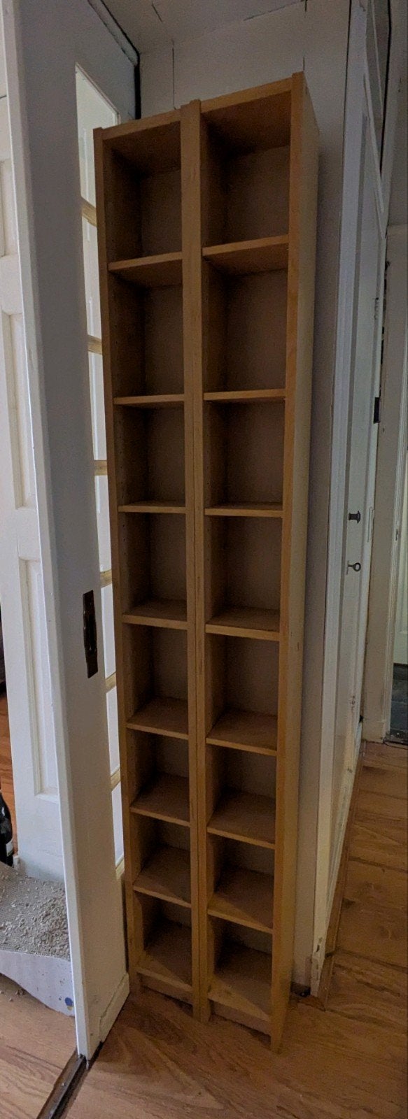 2 IKEA  Benno cd kasten/ smalle boekenkasten houtkleurig, Huis en Inrichting, Ophalen, Gebruikt, 150 discs of meer, Hout