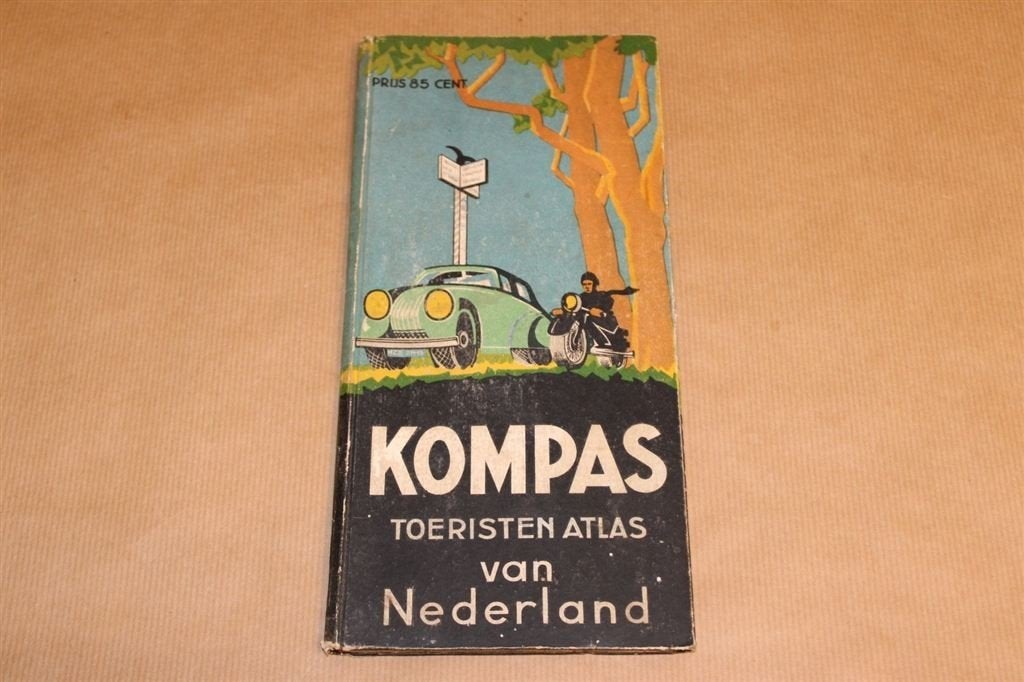 Kompas Toeristen-Atlas van Nederland - Ca 1935, Gelezen, Ophalen of Verzenden, Landkaart, 1800 tot 2000