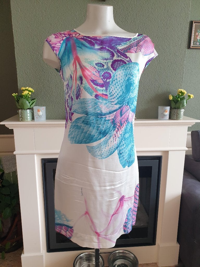 Just Cavalli schitterende zijden jurk it 40 S 36, Kleding | Dames, Verzenden, Wit, Maat 36 (S), Just Cavalli