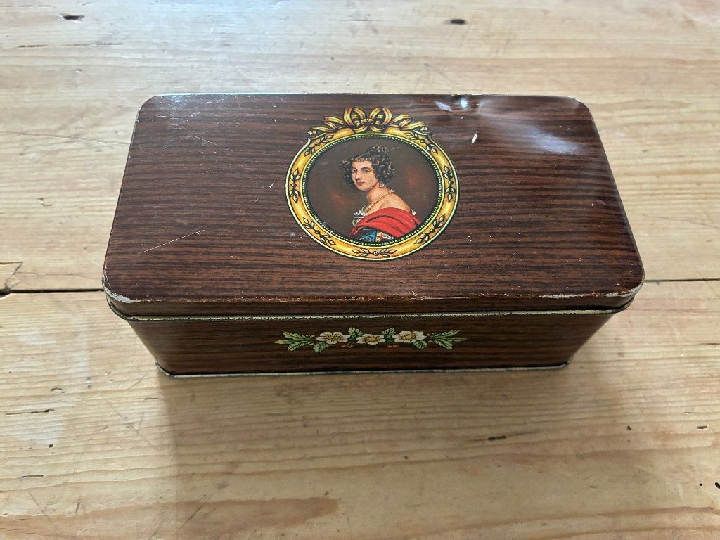 Brocante blikje met vintage theelepeltjes, Ophalen of Verzenden