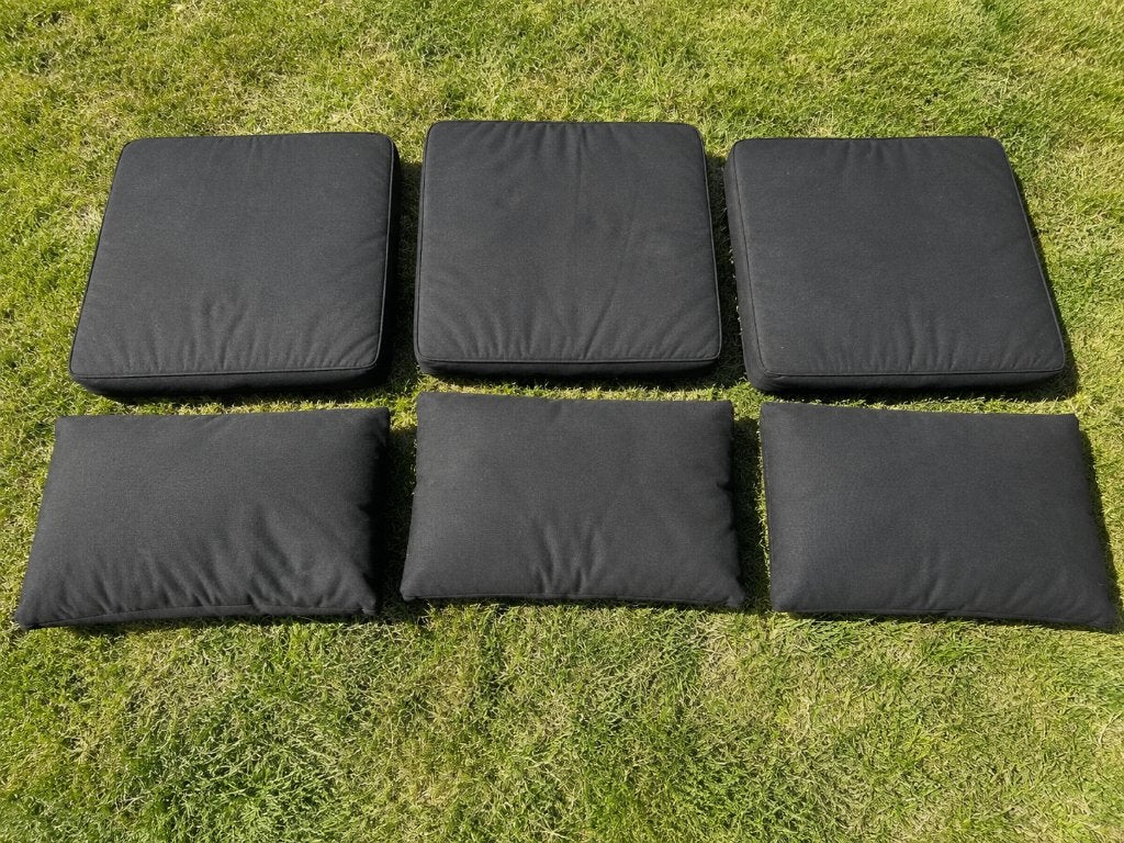 IKEA FRÖSÖN/DUVHOLMEN tuinkussens zwart –3 rug, 3 zit, Ophalen, Gebruikt