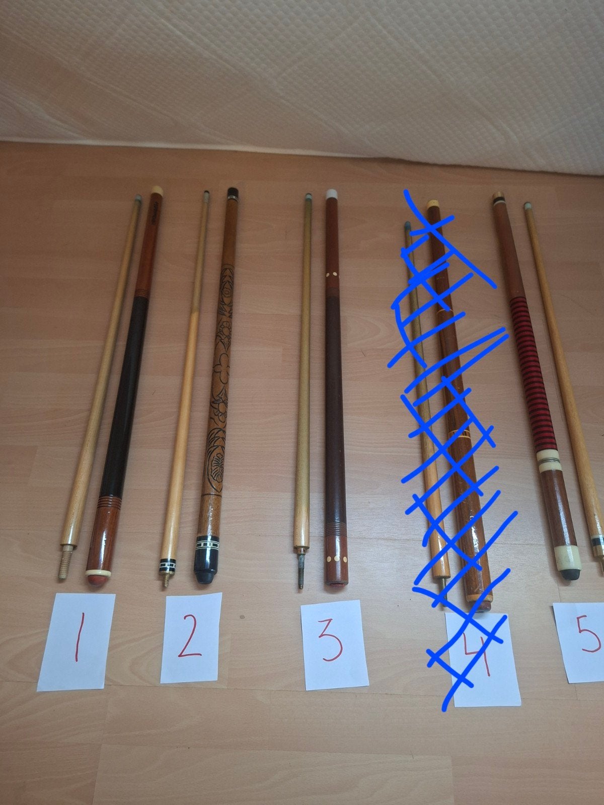 4x Biljartkeu, Ophalen of Verzenden, Keu of Ballen