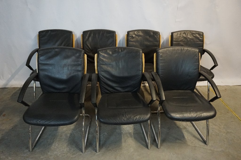 7 leren stoelen sledestoelen kantoorstoelen