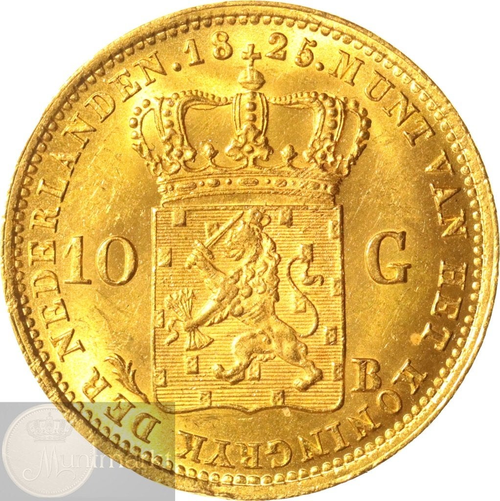 Nederland - 10 gulden 1825 Brussel Willem I - GOUD ZELDZAAM, Postzegels en Munten, Koning Willem I, Losse munt, 10 gulden, Goud
