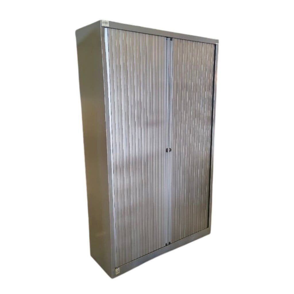 Roldeurkast Zilvergrijs H198 x B120 x D43 3LB B-keus, 100 tot 150 cm, Ophalen of Verzenden, Meerdere deuren, 150 tot 200 cm