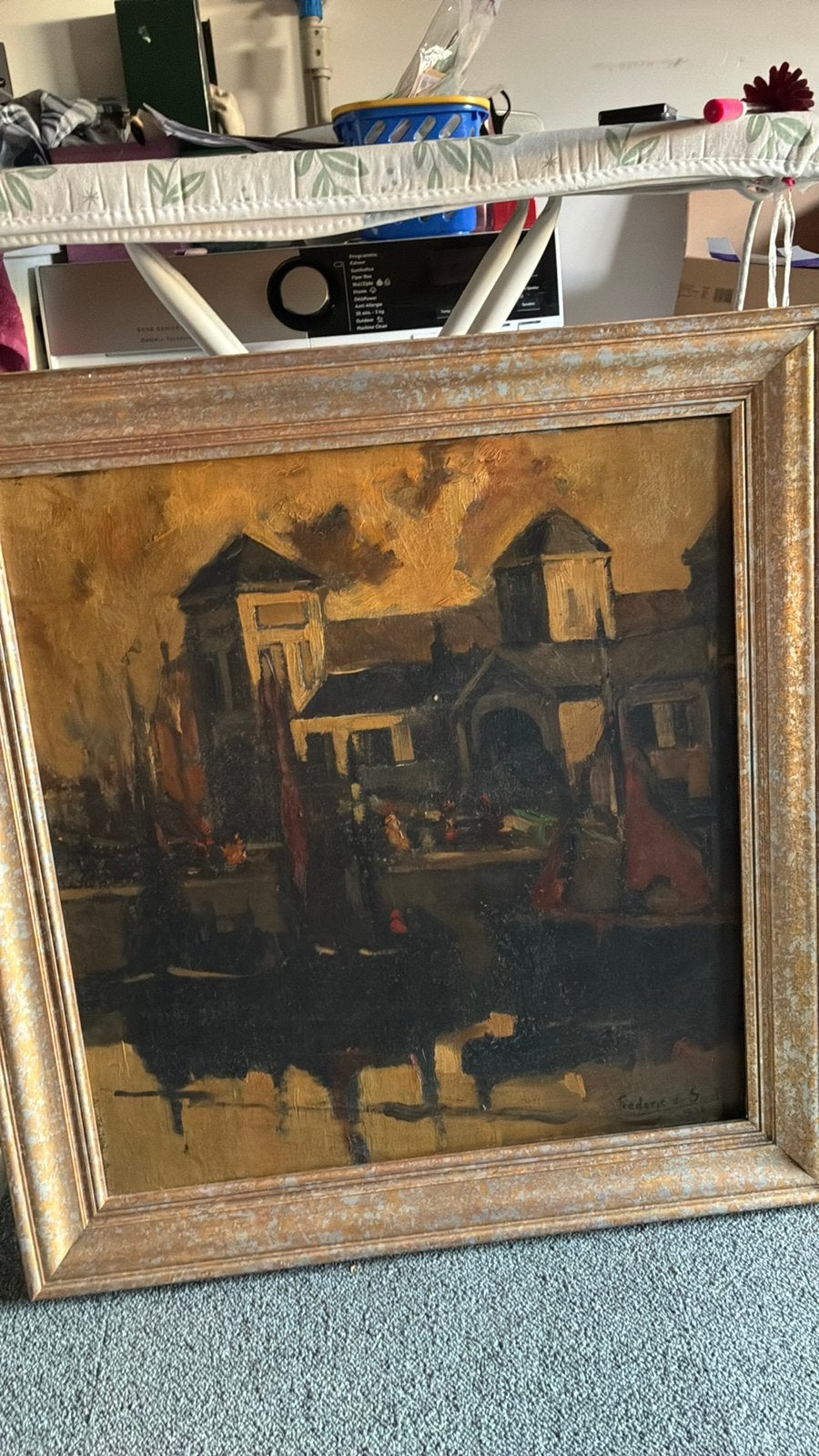 Groot olieverf haven  Frederic de Smet 1938, Antiek en Kunst, Ophalen