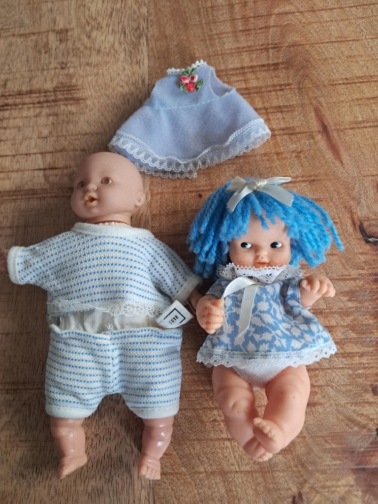 Vintage Famosa Spanje Babypoppen Set 14cm – Jaren 80, Ophalen of Verzenden, Zo goed als nieuw, Pop