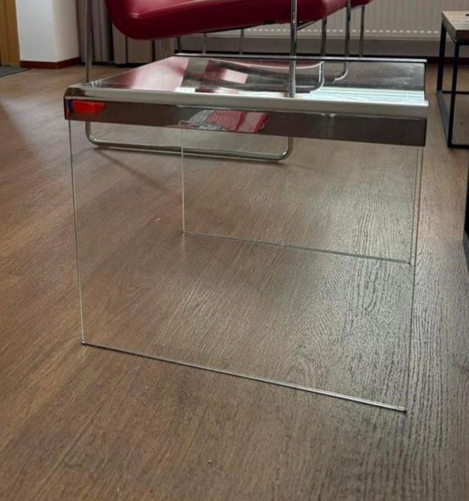 Gallotti & Radice glazen bijzettafel, Ophalen, Vierkant, Minder dan 50 cm, Zo goed als nieuw