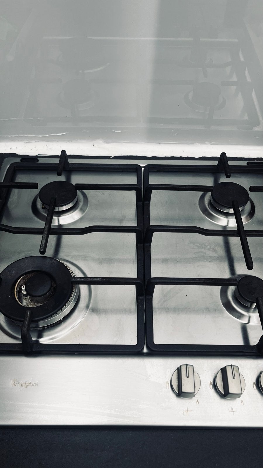 Whirlpool gasfornuis met 4 kookzones, Gebruikt, Minder dan 85 cm, 60 cm of meer, Inbouw