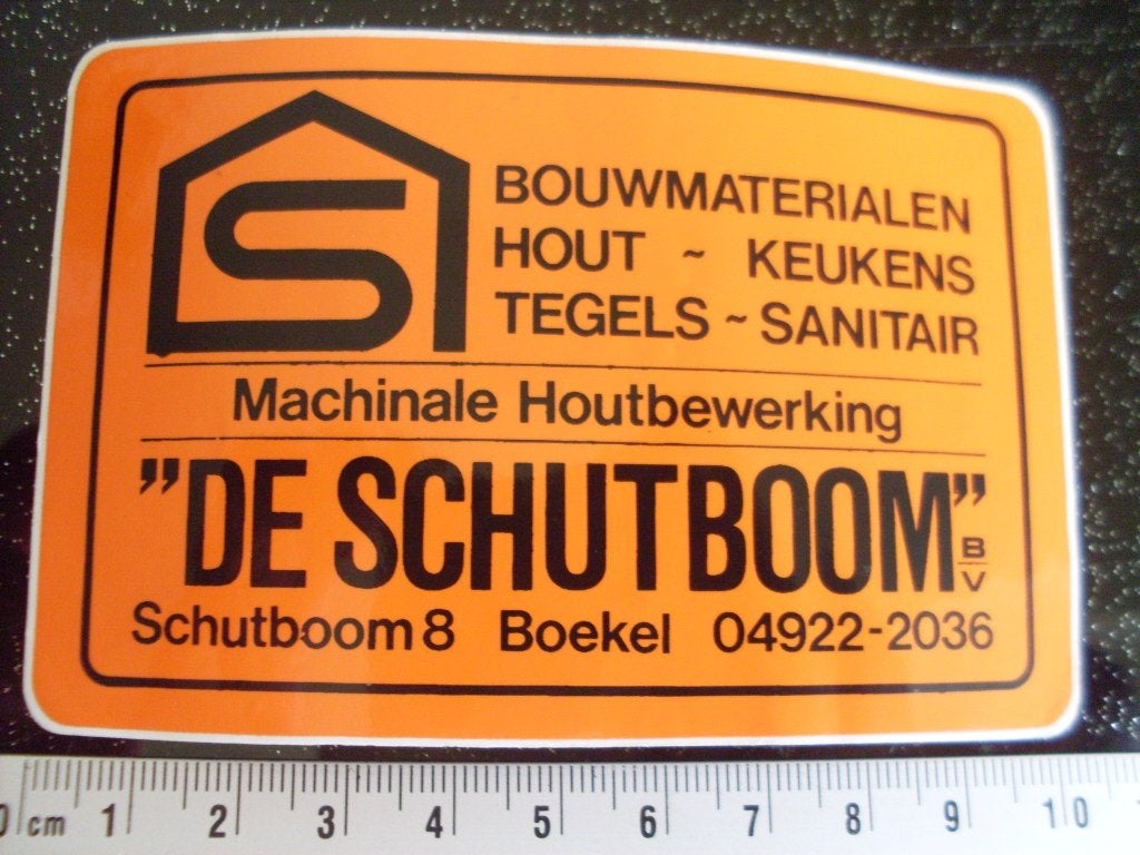 sticker de schutboom boekel logo machinale houtbewerking, Verzamelen, Stickers, Verzenden, Zo goed als nieuw, Bedrijf of Vereniging