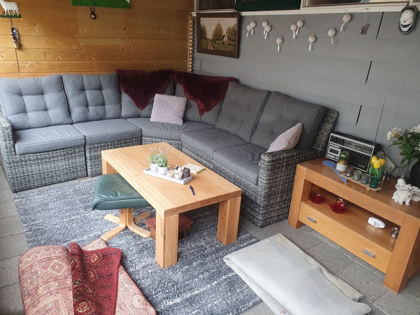 Loungeset ZGAN., 250 tot 300 cm, Gebruikt, Hoekbank, 75 tot 100 cm