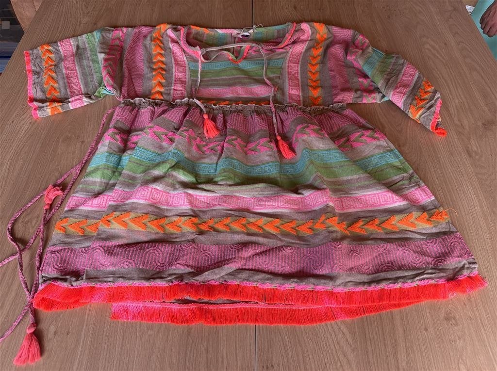 Jatin Varma Dames Tuniek met Aztec Borduursel & Franjes - Ma, Ophalen of Verzenden, Zo goed als nieuw, Maat 38/40 (M), Boven de knie