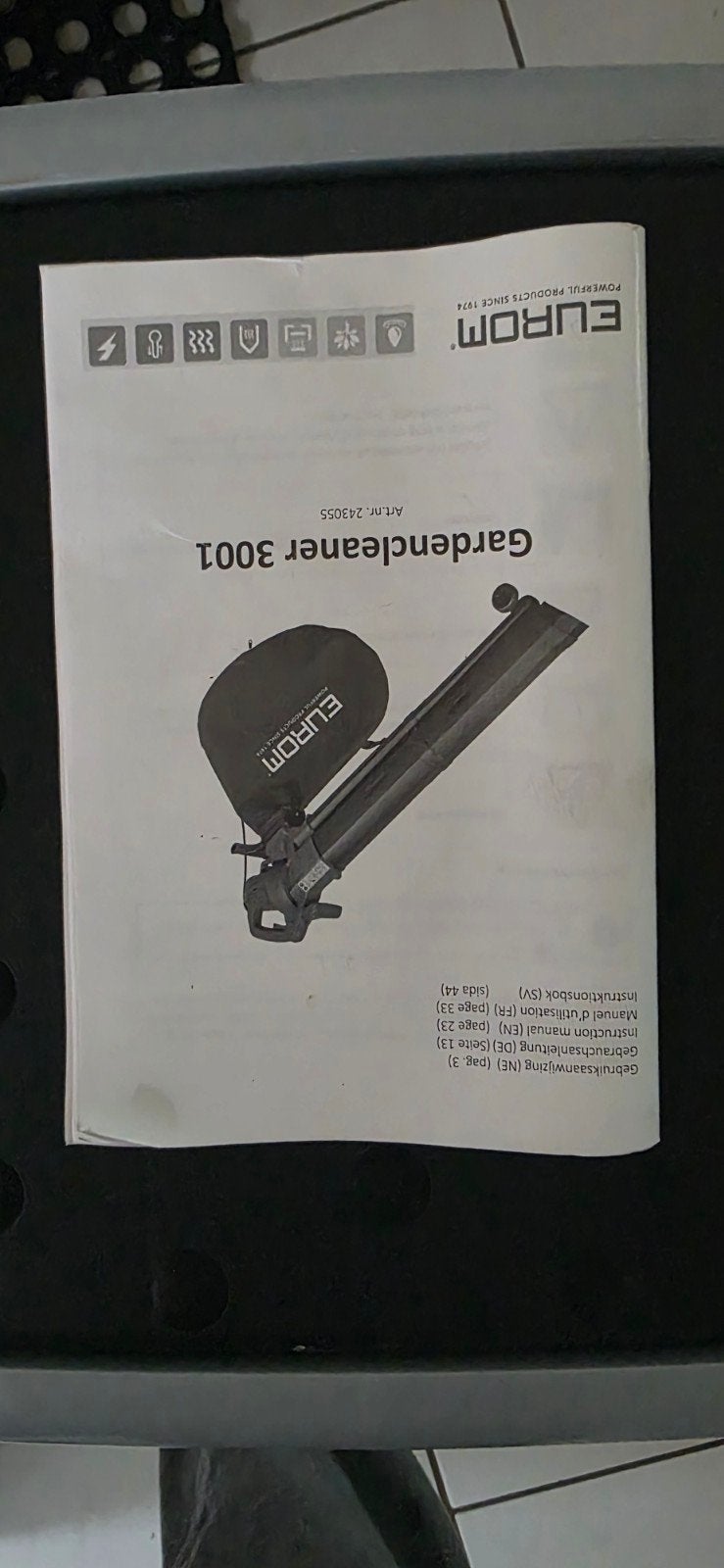 Eurom Gardencleaner 3001 Bladblazer/Bladzuiger, Ophalen, Gebruikt, Handgedragen, Met opvangzak