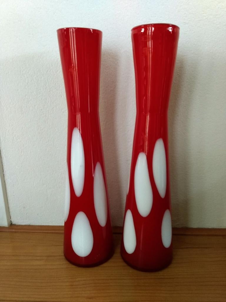 Twee Murano Vazen, Ophalen of Verzenden, Minder dan 50 cm, Rood, Glas