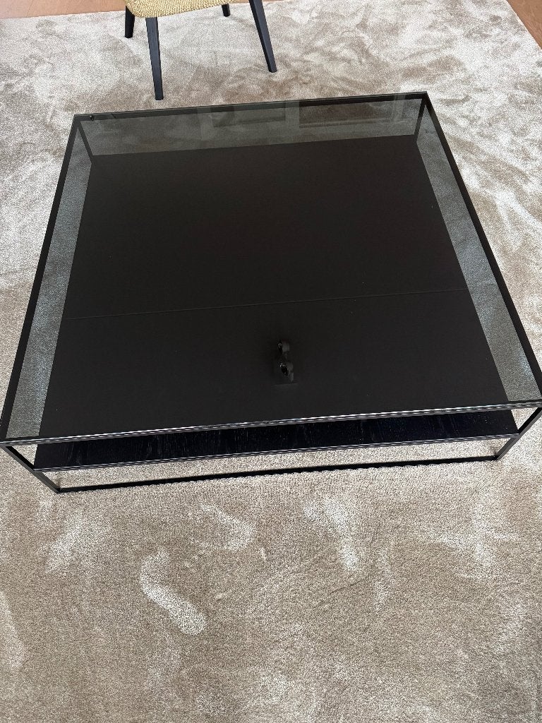 Beek salontafel met glas, Ophalen, Glas, Vierkant, Zo goed als nieuw