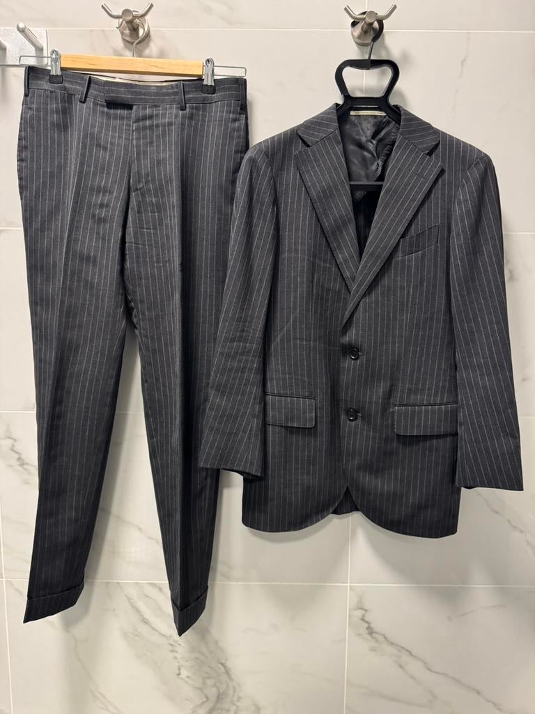 Takizawa Shigeru Suit 44 – Made in Japan – Grey Pinstripe, Ophalen of Verzenden, Zo goed als nieuw, Maat 46 (S) of kleiner, Grijs