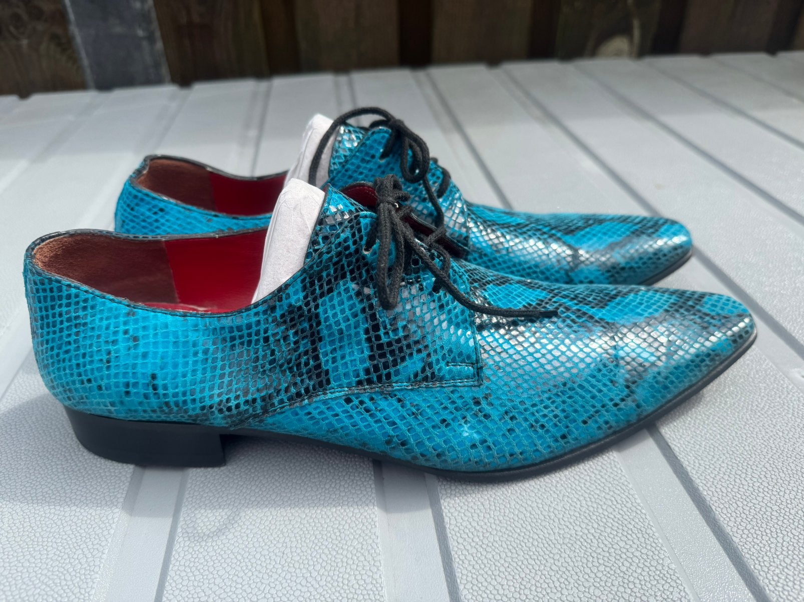 *Men of Global* Kleurrijke leren Herenschoenen mt 43, Zo goed als nieuw, Veterschoenen, Verzenden, Blauw