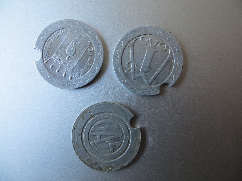 3 x Gasmuntje Den Haag, Ophalen of Verzenden, Koningin Wilhelmina, Overige waardes, Losse munt