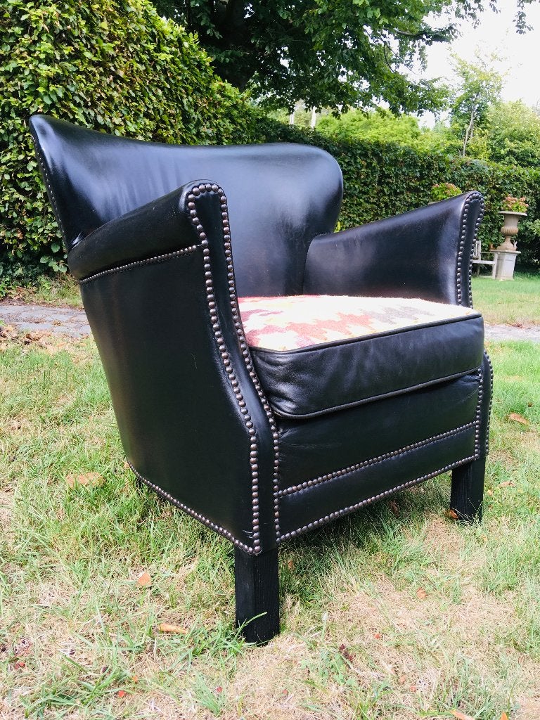 Zeldzame vintage fauteuil met Kelim, Ophalen, Gebruikt, 75 tot 100 cm, 50 tot 75 cm