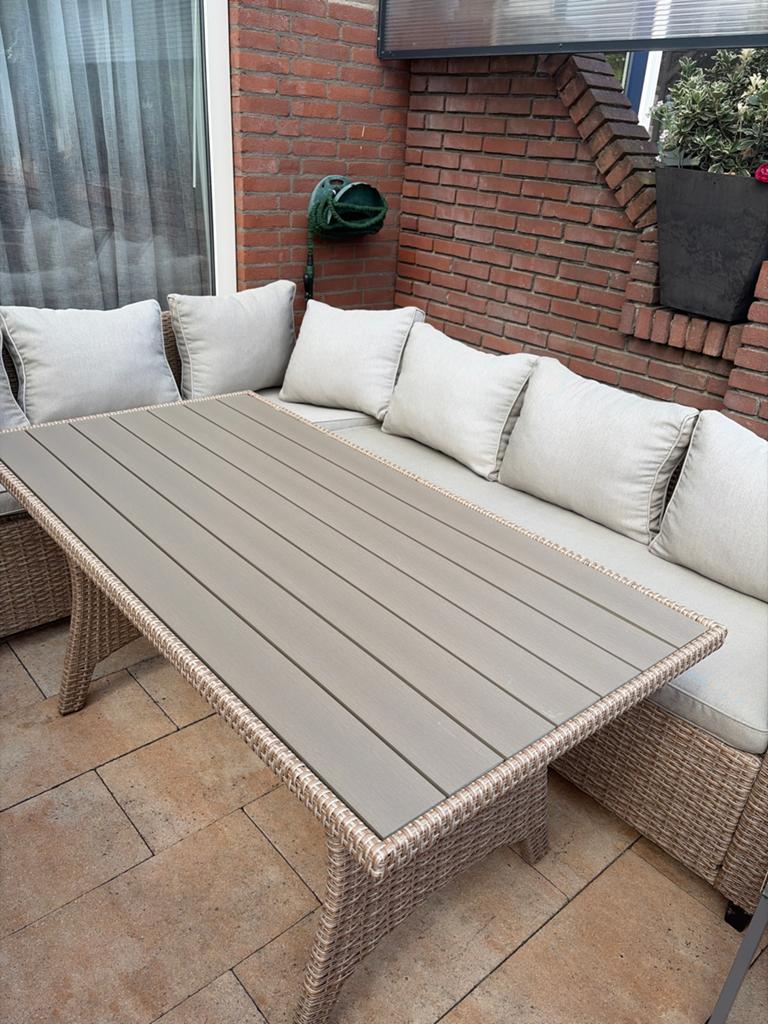 Wicker tuintafel met composiet blad, Ophalen of Verzenden, Nieuw, Rechthoekig, Wicker