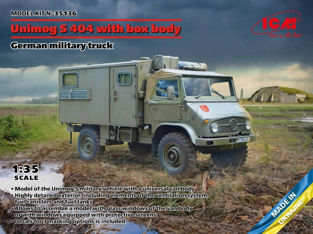 H-635,ICM 1-35,NO,35136,Unimog S 404 with box body, Overige merken, 1:32 tot 1:50, Overige typen, Nieuw