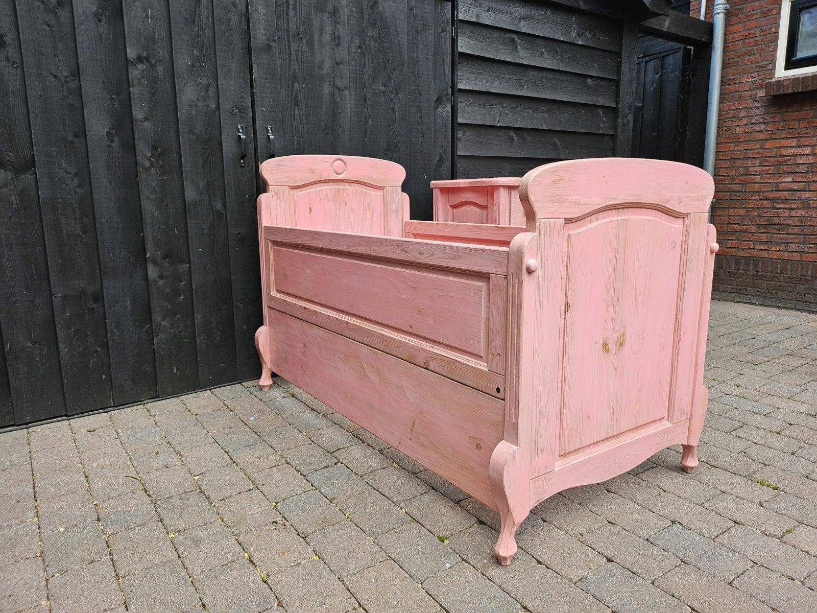 Ledikant, bed,peuterbed, massief hout roze, Ophalen of Verzenden