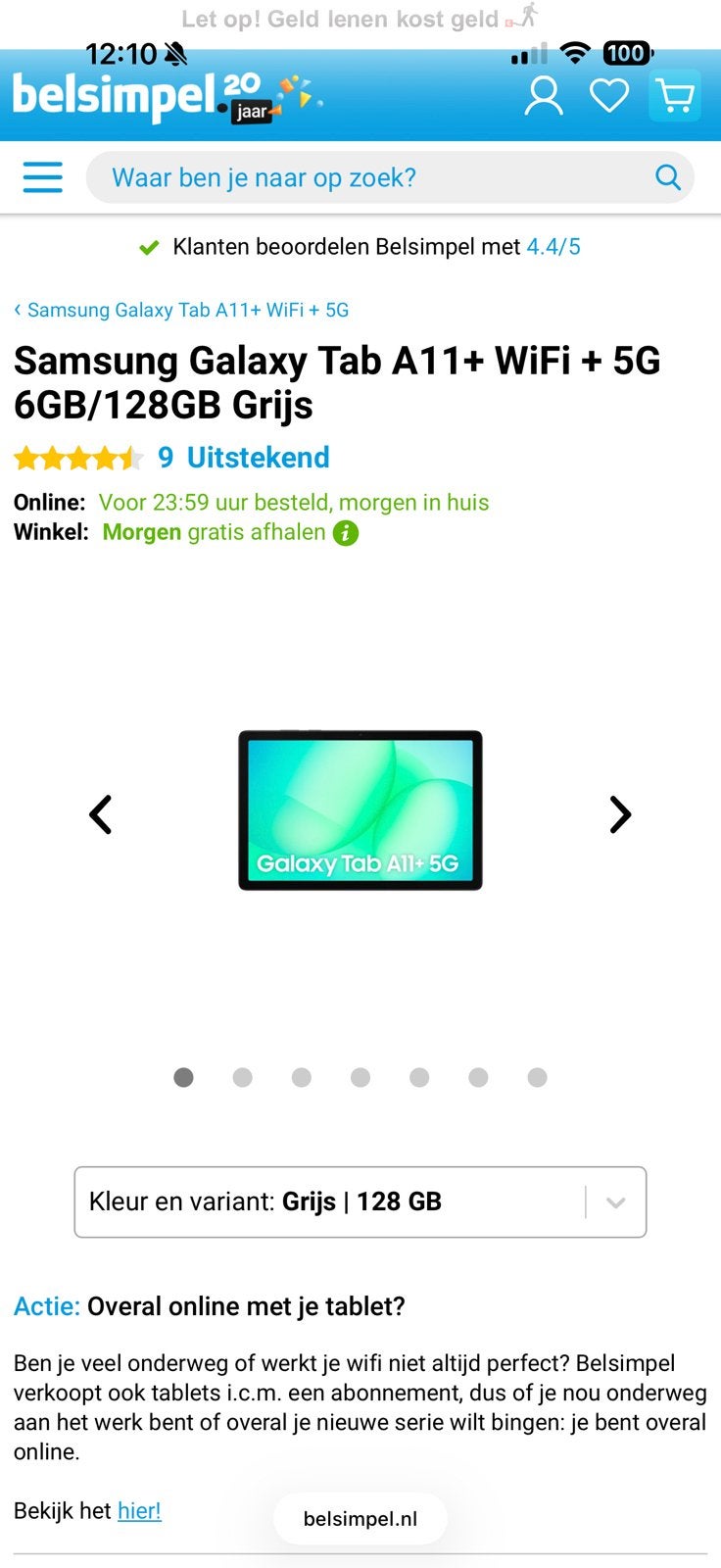 Samsung Galaxy Tab A11+ WiFi + 5G 128GB Grijs NIEUW, Computers en Software, Android Tablets, Ophalen, A11 +, 11 inch, Nieuw