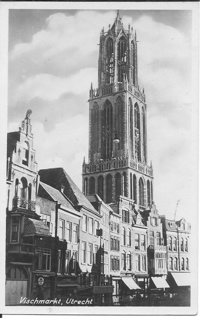 Oude Ansichtkaart Vischmarkt, Utrecht (Domtoren), Ophalen of Verzenden, Voor 1920, Gelopen, Utrecht