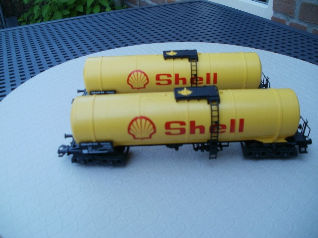 Marklin Ho Shell no 4756 dubbelasser ketelwagen nieuwstaat., Wisselstroom, Wagon, Ophalen of Verzenden, Zo goed als nieuw