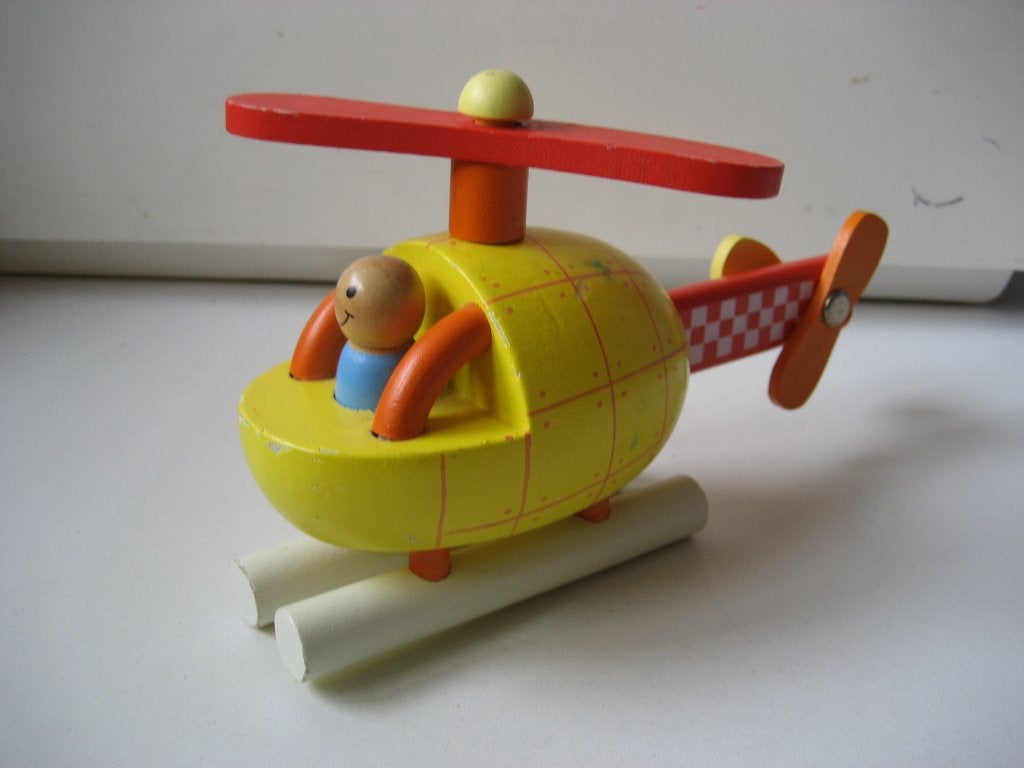 janod helikopter hout puzzelstukken magnetisch, Ophalen of Verzenden, Zo goed als nieuw