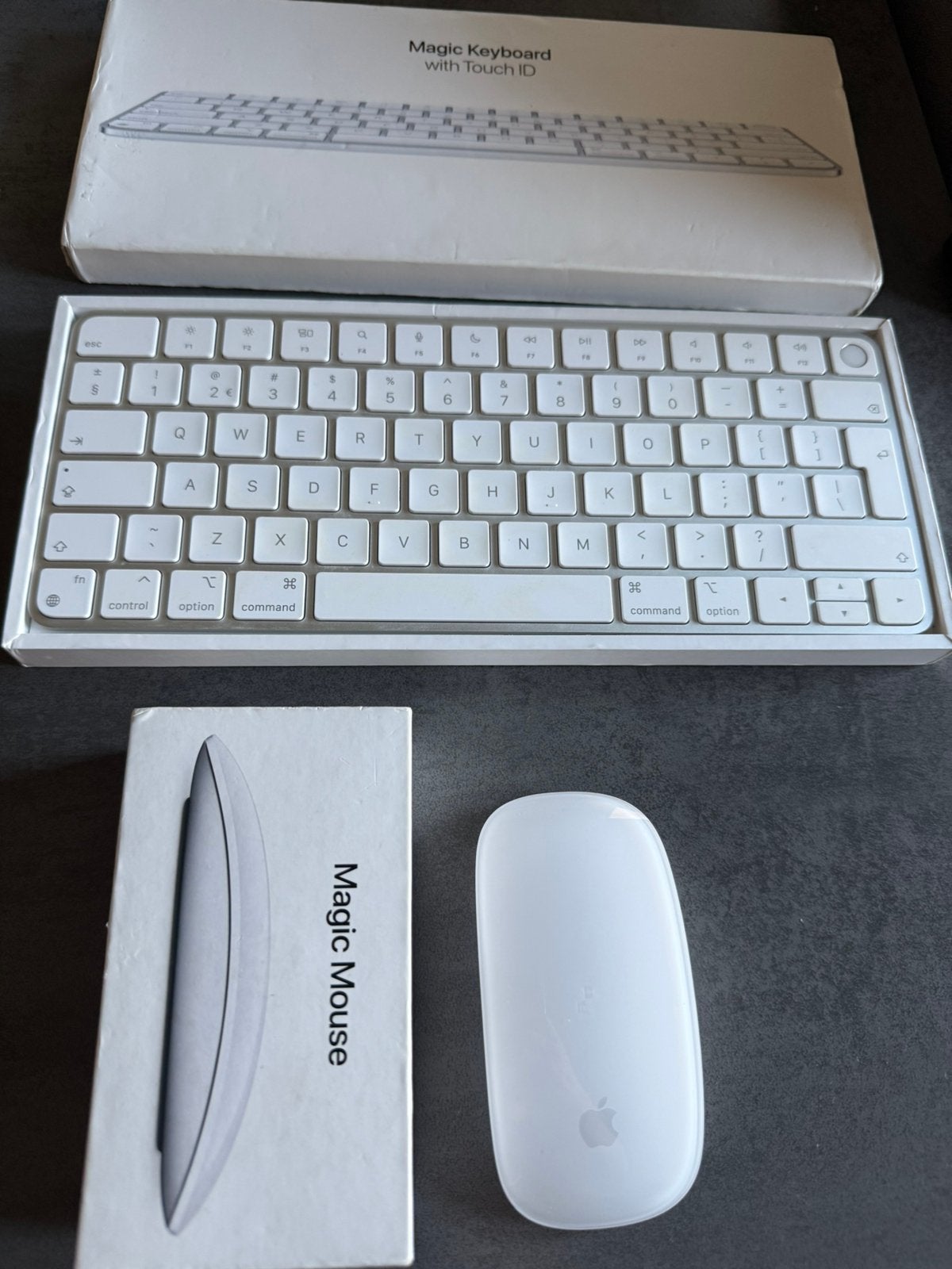Apple Magic Keyboard met Touch ID White + Magic Mouse White, Computers en Software, Ophalen, Toetsenbord en muis-set, Zo goed als nieuw