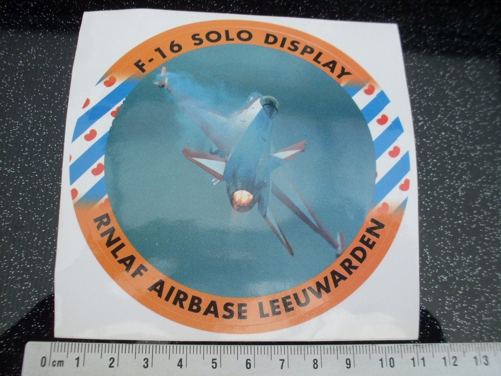 sticker F-16 solo display rnlaf airbase leeuwarden logo, Verzenden, Zo goed als nieuw, Bedrijf of Vereniging