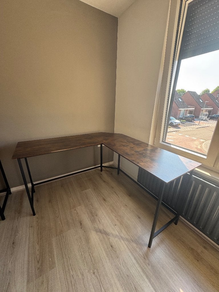 Nieuw hoekbureau, Ophalen, Demontabel, Hout, Industrieel