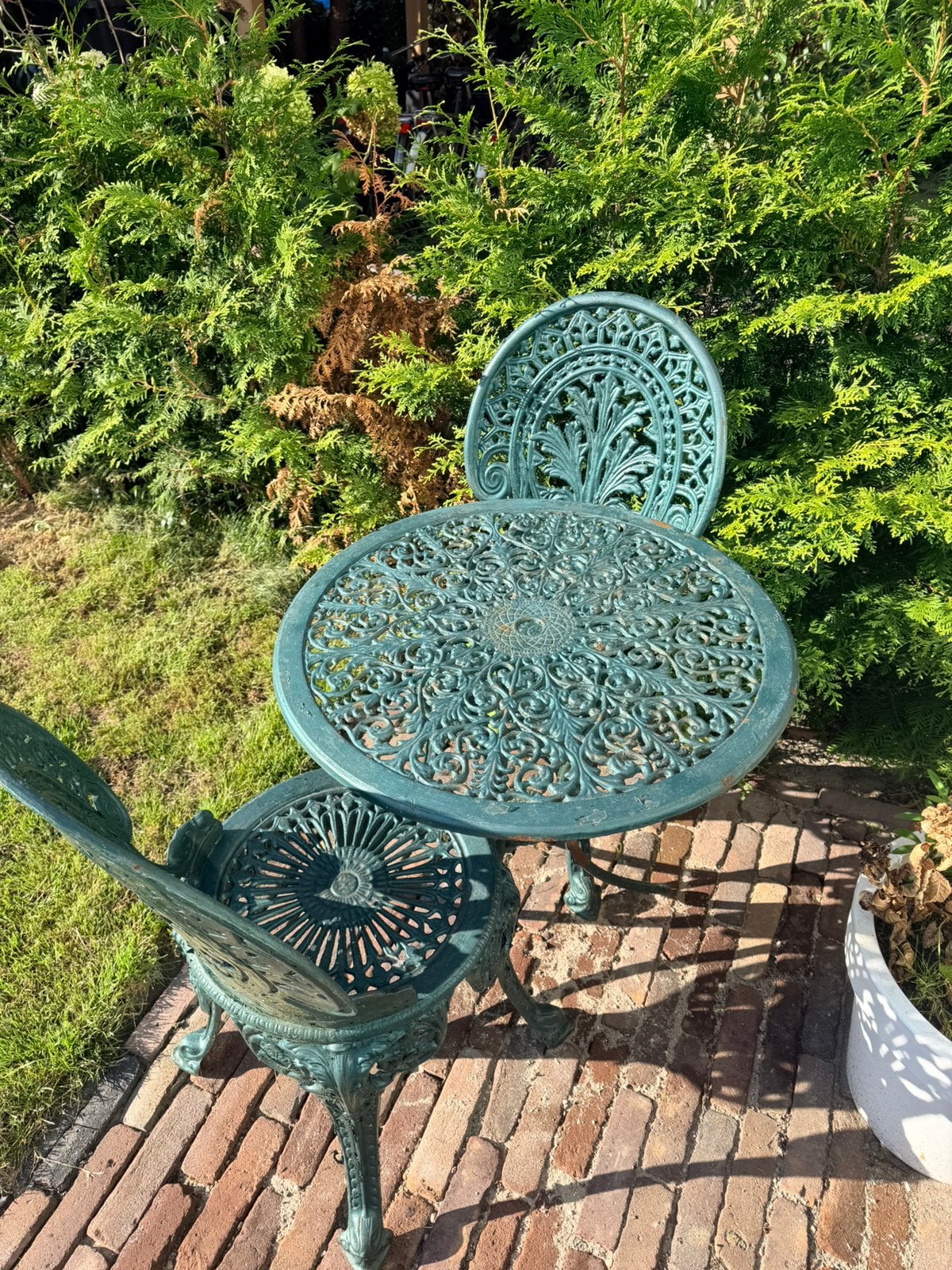 Te koop gietijzer tuinsetje, Ophalen, Gebruikt