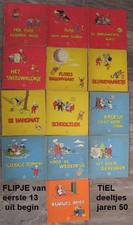 stripboekjes, FLIPJE van TIEL, eerste 13 deeltjes begin 1950, Boeken, Stripboeken, Meerdere stripboeken, Ophalen of Verzenden