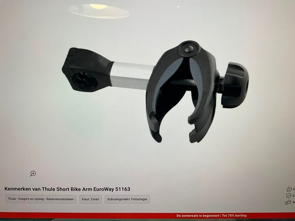 Thule Short Bike Arm - Holder EuroWay 51163, Auto diversen, Fietsendragers, Ophalen, Nieuw, Fietsendrager-accessoire