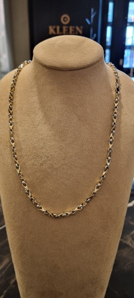 Prachtige Gouden Ketting Belmundo Schakel Bicolor 14K, Ophalen of Verzenden, Zo goed als nieuw, Info@kleenedelmetalen.nl, Goud