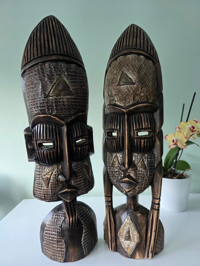 Grote Afrikaanse maskers 58 cm – set 2 | boho / vintage, Antiek en Kunst, Kunst | Niet-Westerse kunst, Ophalen of Verzenden