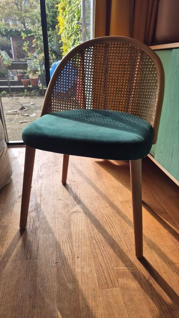 4 groene stoelen SKLUM, Ophalen, Gebruikt, Overige kleuren, Riet of Rotan