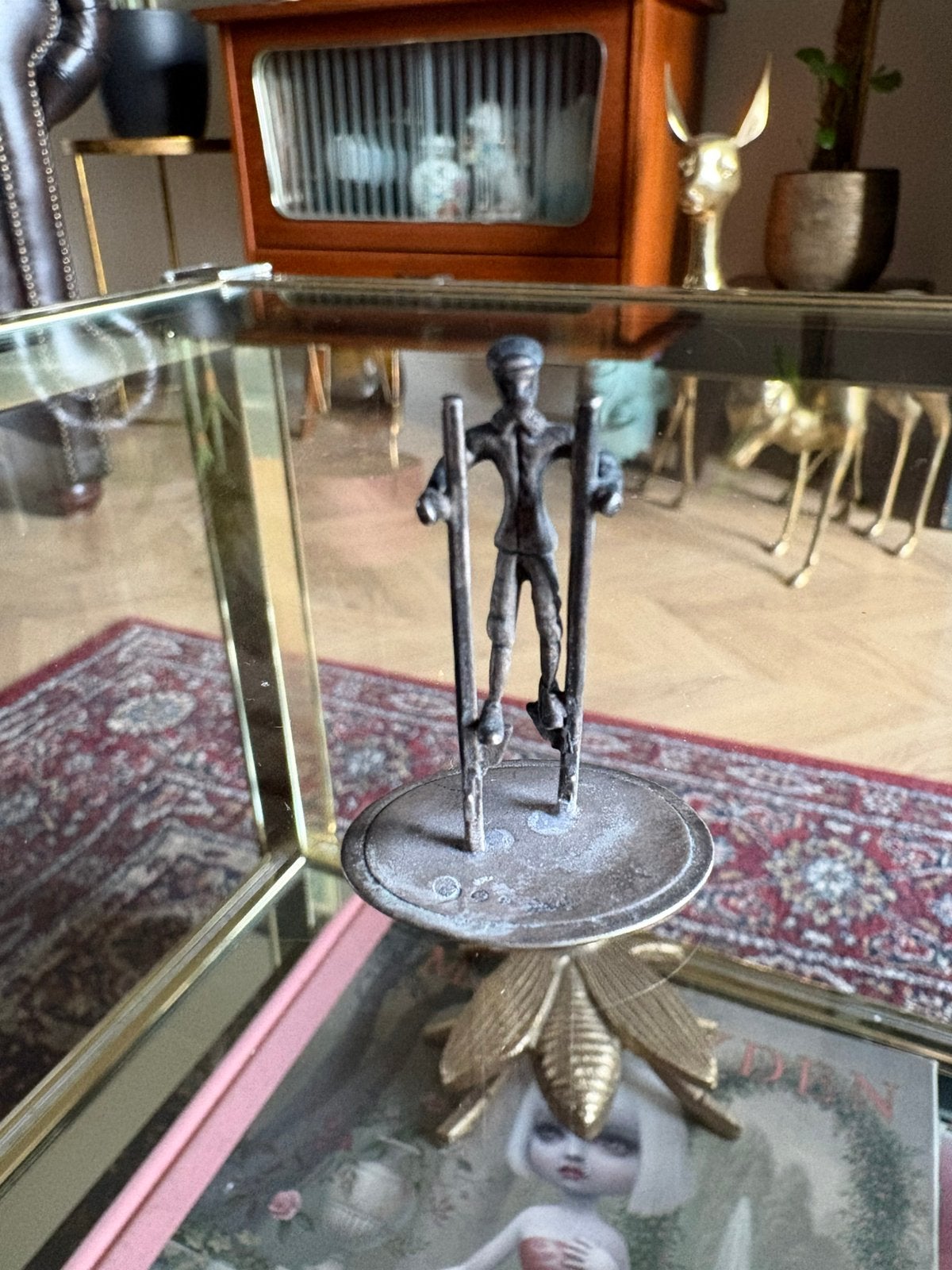 Miniatuur zilveren steltenloper, Antiek en Kunst, Ophalen of Verzenden, Zilver