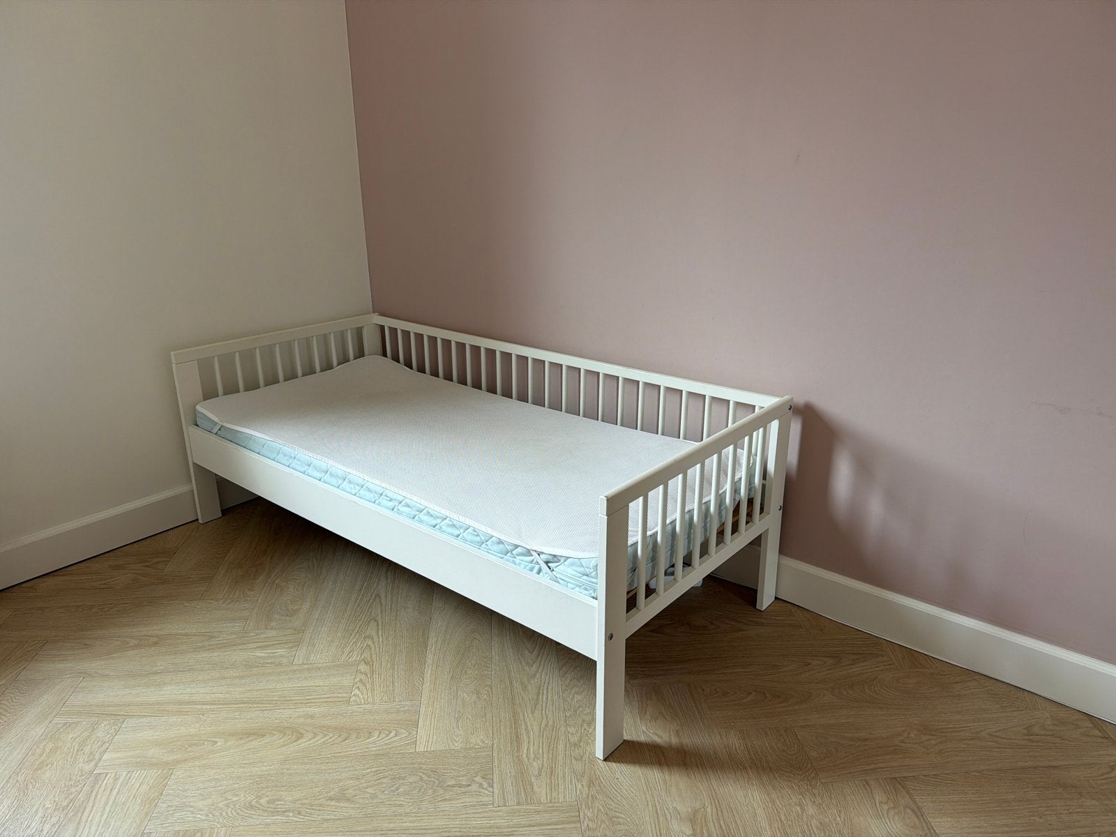 Ikea kinderbed 160x70 met matras, Ophalen, Eenpersoons, Wit, 80 cm