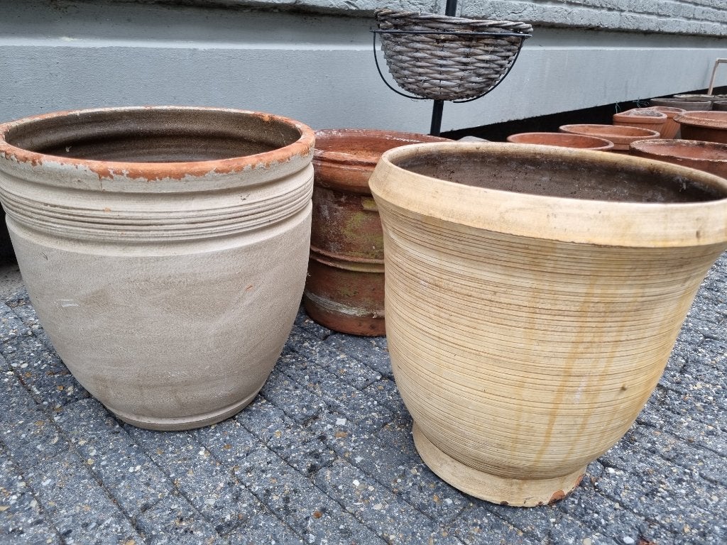 25 st  1 kavel bloempotten overpot mand terracotta riet hout, Gebruikt, Rond, Minder dan 40 cm, Binnen