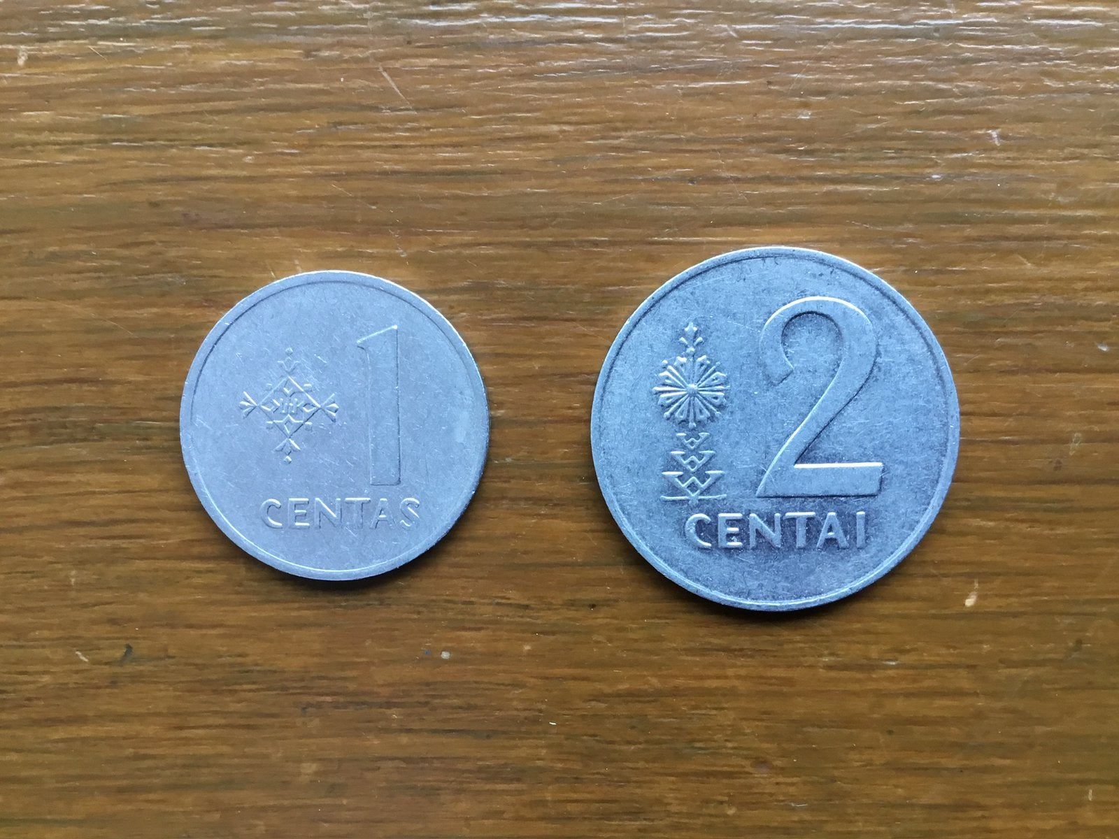 Munten Litouwen 1 centas en 2 centai 1991, Verzenden, Overige landen