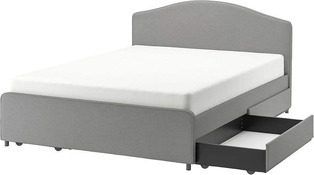 bed, Tweepersoons, Zo goed als nieuw, 200 cm, Grijs