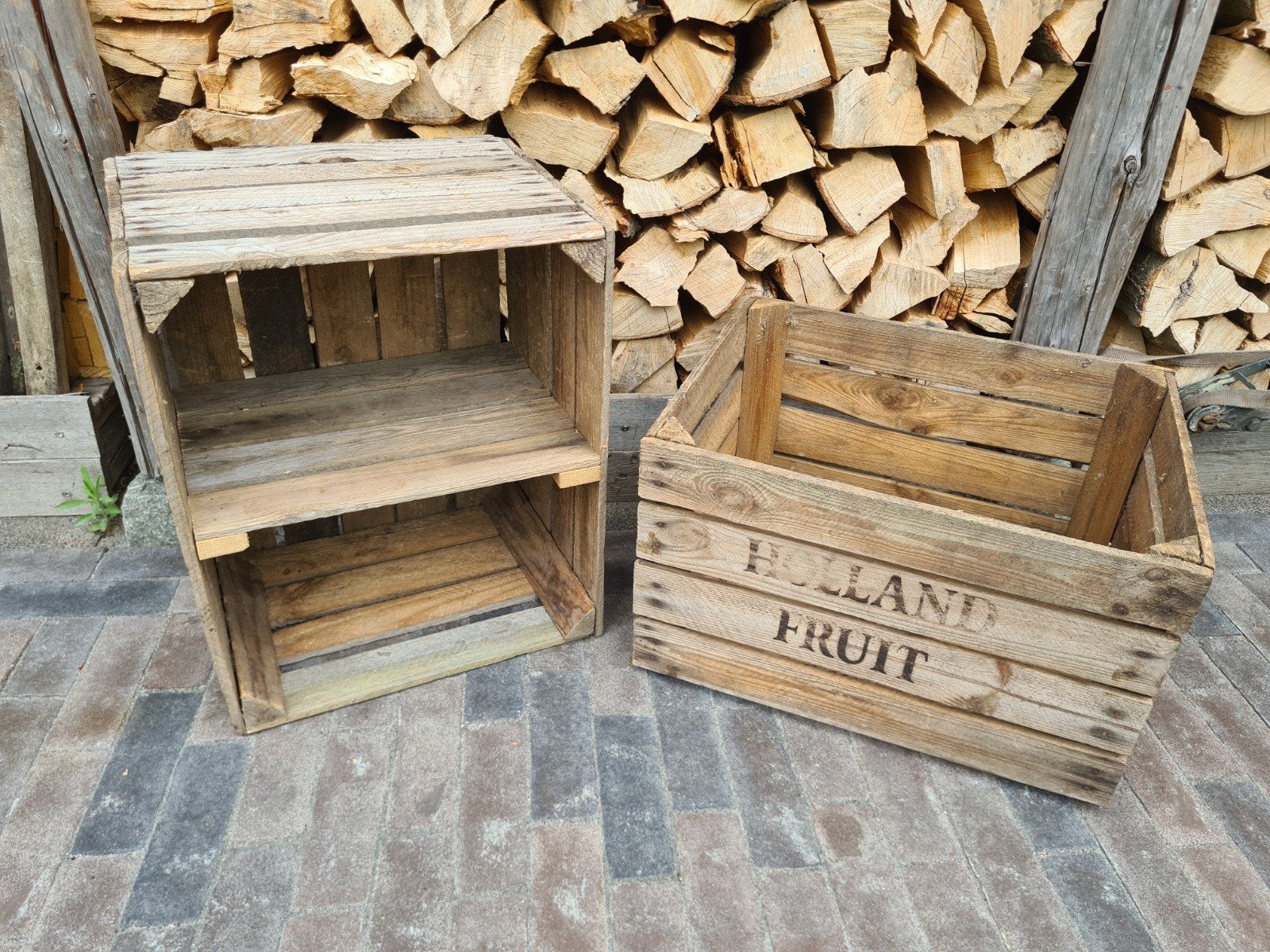 Vintage houten fruitkisten - decoratief en functioneel, Ophalen, 50 – 75, Gebruikt, 50 tot 100 cm