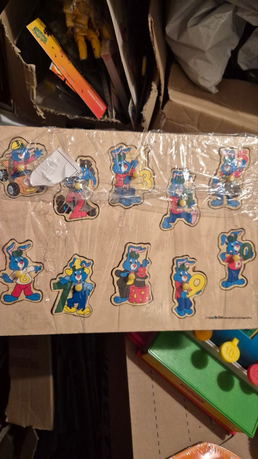 Bobo Kleuterblad Houten Cijfer Puzzel, 2 tot 4 jaar, Gebruikt, 10 tot 50 stukjes, Ophalen of Verzenden